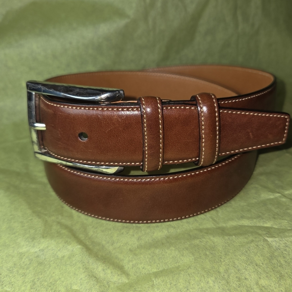 TRAFALGAR CORTINA EASTON Men's Brown Leather Belt - Picture 2 of 9